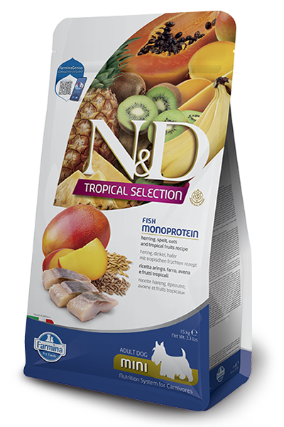 Herring, spelt, oats and tropical fruits Adult Mini